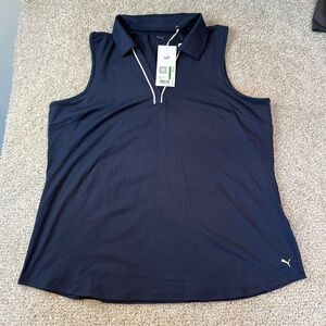 Women’s Puma Navy Polo sleeveless Shirt- NWT - Large